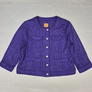 Ruby Rd. Women's Crop Textured Jacket Purple Size 10P Long Sleeve